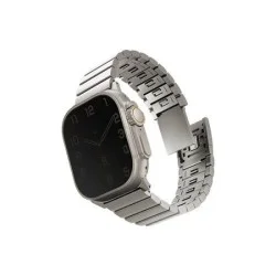 Uniq Strova Mag Apple Watch Self-Adjustable Steel Link Band&nbsp;49/45/44/42Mm - Titanium&nbsp;(Silver)
